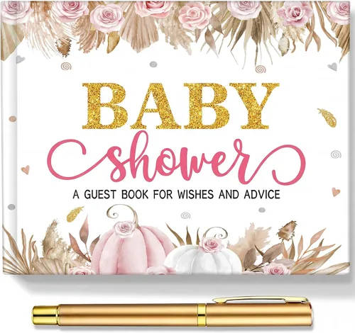 Miniatura 18 de Fuyoooo 27 piezas de libro de invitados para baby shower de safari en la jungla con tarjeta de lugar floral y sello de inicio de sesión para baby