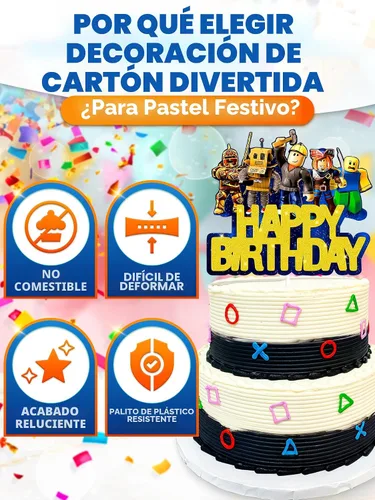 Miniatura 3 de Decoración para Tarta de Videojuego - Decoración de Tarta de Juego de Cartón Brillante para Jugadores, Diseño Llamativo, Instalación Firme y Fácil