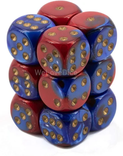 DND - Juego de dados Chessex D&D de 0.630 in, juego de dados poliédricos de plástico Géminis, color azul, rojo y dorado, dados de mazmorras y