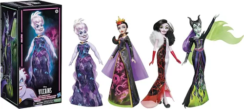 Miniatura 2 de Disney Princess Villains Black and Brights Collection, muñeca de moda, paquete de 4, juguete de villanos de Disney para niños de 5 años en adelante