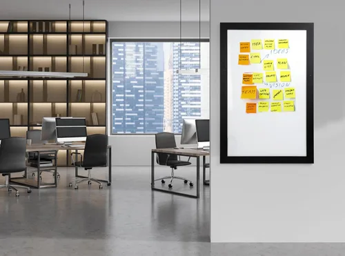 Miniatura 6 de Pizarra blanca magnética enmarcada en madera real, 24" X 36", montaje en pared vertical/horizontal, incluye marcador negro, borrador y 4 imanes