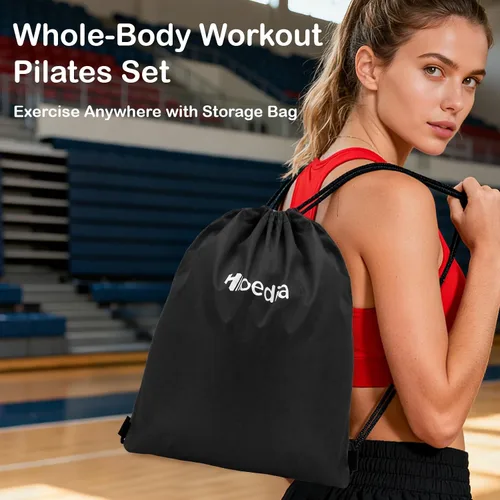Miniatura 8 de Hoedia Kit de Pilates de 17 Piezas para Mujeres, Equipo de Pilates Anillo y Pelota Set con Bandas de Resistencia, Correa de Yoga, Deslizadores