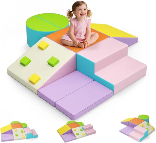 Miniatura 17 de Lischwert Bloques de escalada de espuma para niños pequeños de 1 a 3 años, juego suave de 4 piezas con juguetes de exploración para gatear, bloques