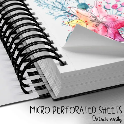 Miniatura 5 de Bloc de bocetos de papel blanco de alta calidad, 9 x 12 pulgadas, 100 hojas (68 libras/3.53 oz/m²), cuaderno de bocetos con espiral para marcadores