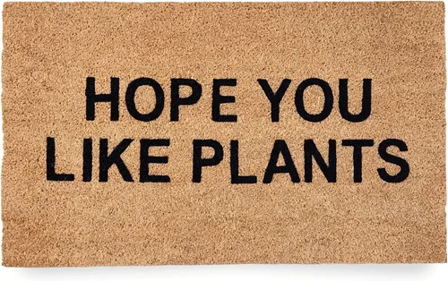 NICKEL DESIGNS Plant Doormat, 18 x 30 Inch, Heavy Duty Natural Coir Fibers, UV and Weather Resistant, Funny Front Porch Decor, Plant Lover Theme