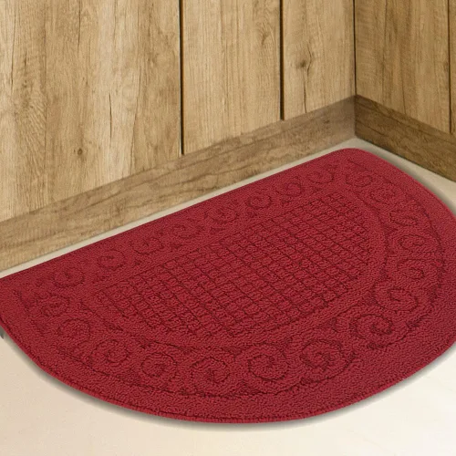 Miniatura 7 de Alfombras Rojas de Cocina para Piso de 2 Piezas 18"X30", Antideslizantes Lavables, Alfombra de Cocina Absorbente de Pie, Alfombra de Medio Círculo