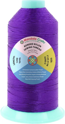 Miniatura 44 de Mandala Crafts - Hilo de nailon para coser cuero, tapicería, mezclilla y para trenzar el pelo; resistente, 1500 yardas, tamaño 69 T70 Marrón