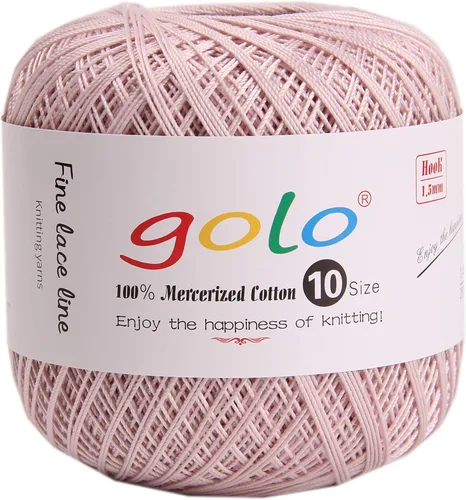 Miniatura 116 de Golo - Bolas de hilo para crochet de algodón tamaño 10, color algodón para crochet D-Fresa D078-fresa