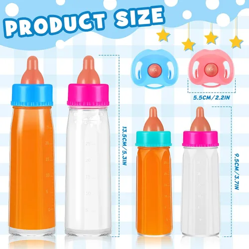 Miniatura 2 de Seematn 7 Piezas Accesorios de Biberones para Muñecas Bebé Juego de Alimentación de Muñecas Biberones que Desaparecen de Leche y Jugo con Chupete