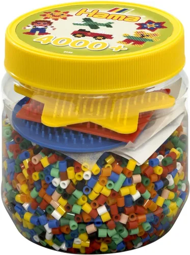 Hama Fuse Beads 4,000 cuentas y tina de tablero de clavijas, juego creativo de manualidades para niños, artes y manualidades Amarillo