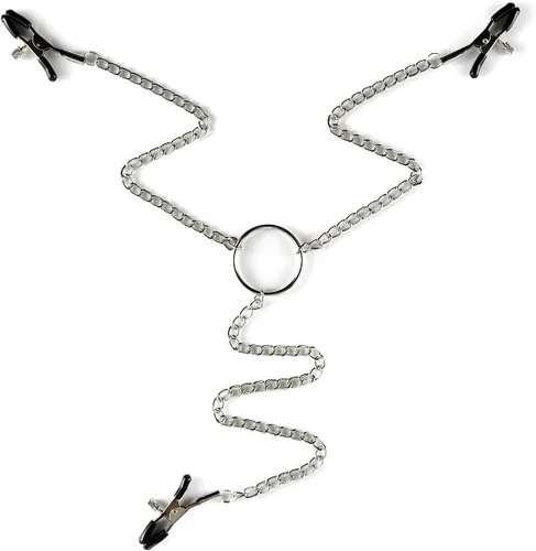 ZKF Nuevo fetiche ajustable pezón abrazaderas fetiche pezón teasers clítoris sensual bondage tres pezones clip (1 paquete) plata, plateado