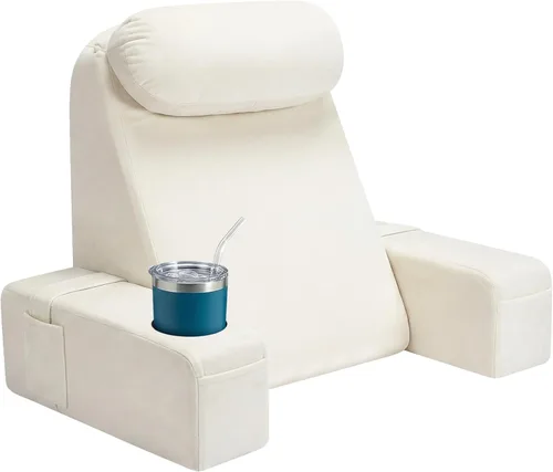 Almohada de lectura para adultos, almohada de espalda para sentarse en la cama, almohada de respaldo para sentarse en la cama, brazos desmontables