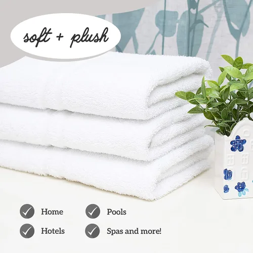 Miniatura 3 de GREEN LIFESTYLE Toalla de Baño de Lujo - Paquete de Toallas de Baño Grandes Blancas para Spa, Gimnasio, Baño, Hotel - 86% Algodón 14% Poliéster
