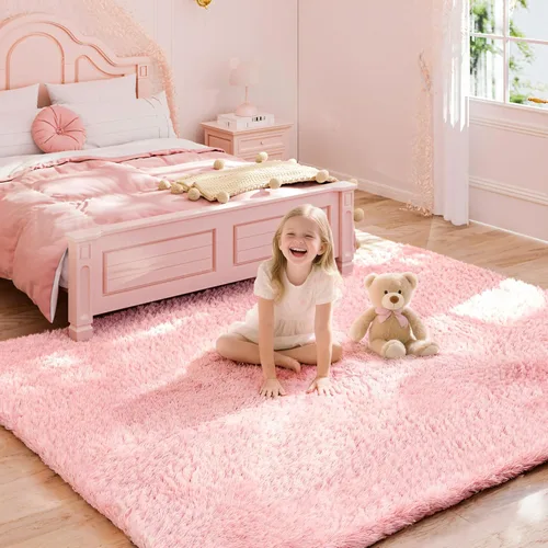 Miniatura 10 de AMTOVO - Alfombras de pelo largo para sala de estar, alfombra de 8 x 10 pies, alfombra grande y esponjosa negra, alfombra de pelo suave