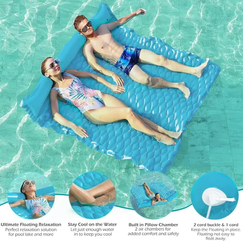 Miniatura 5 de Jasonwell Flotadores flotantes para piscina, flotador inflable gigante para piscina, balsa de lago, tapete de agua flotante para piscina, tumbona