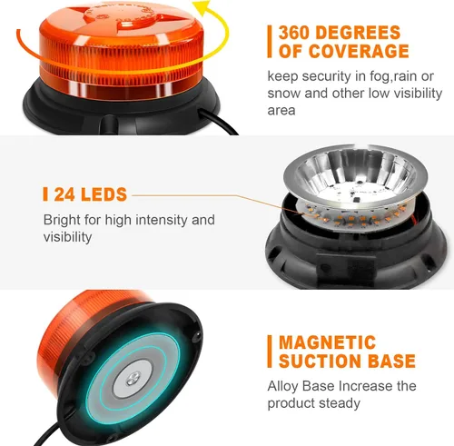 Miniatura 6 de Luces de baliza para camiones, luces estroboscópicas para vehículo, luz magnética intermitente de emergencia para remolque, camión de trabajo