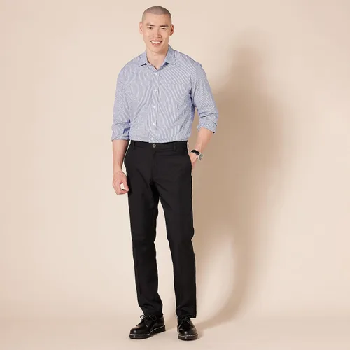 Miniatura 5 de Tienda Essentials - Pantalón de vestir de corte ajustado y diseño frontal plano para hombre