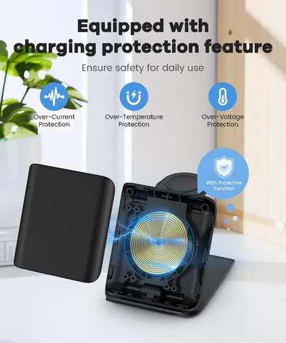 Miniatura 4 de Cargador inalámbrico rápido para Samsung Z Flip - Estación de carga de viaje plegable 2 en 1, compatible con Samsung Galaxy Z Flip 7/6/5/4 Series