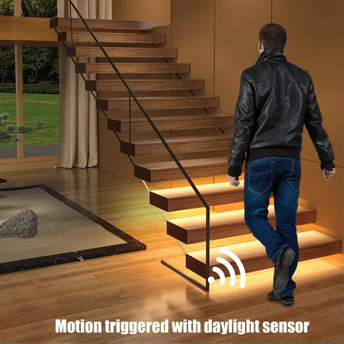 Miniatura 2 de SSL-5616 - Juego completo de iluminación LED con sensor de movimiento inteligente, tira de luz LED cortable de 40 pulgadas para escaleras, luces LED