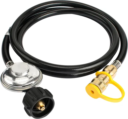 F271803 Manguera de propano de 6 pies con regulador para calentador de exterior Big Buddy, conectores de parrilla de gas, conexión rápida hembra de