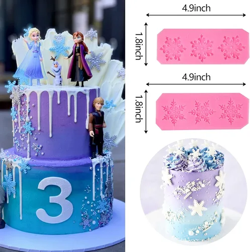 Miniatura 5 de Rainmae 6 moldes de silicona para pastel de copo de nieve de Navidad, copos de nieve 3D, herramientas de decoración de cupcakes de invierno