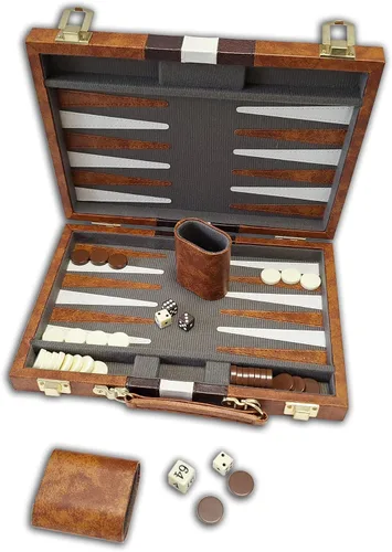 Miniatura 3 de Juego de backgammon, 18 pulgadas, café y blanco