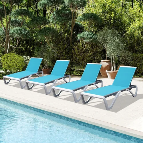 Miniatura 12 de Domi - Tumbona para exteriores, sillón ajustable de aluminio para patio, silla de piscina de plástico para terraza, césped, patio trasero