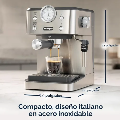 Miniatura 4 de De’Longhi Máquina de café espresso clásica con espumador de leche, bomba de 15 bares y control de temperatura - Kit de cafetera barista