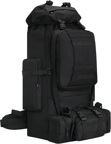 Mochila de 100L para Camping y Senderismo, Mochila Táctica Militar Molle, Mochila Impermeable y Ligera para Senderismo, Negro, X-Grande