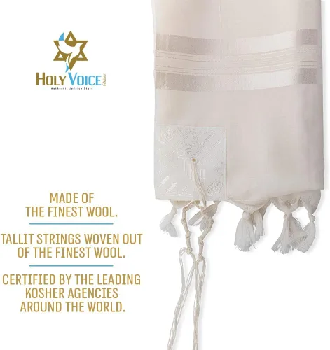 Miniatura 4 de HOLY VOICE Tallit Chal de oración para mujeres y hombres Tallit tradicional kosher judío de Israel Hecho de lana de primera calidad
