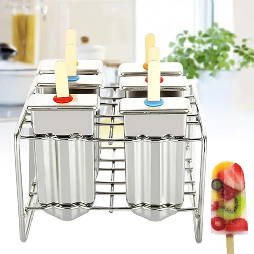 Miniatura 4 de 6 moldes de acero inoxidable duraderos para helados, moldes de metal para helados, molde de helado plateado para uso comercial en el hogar