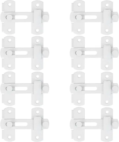 Miniatura 9 de INIRET 8 Paquetes de Pestillos para Puerta de Granero, Acero Inoxidable Blanco, Pestillo de Puerta Abatible de Granero, Cerradura de Puerta Bi-fold