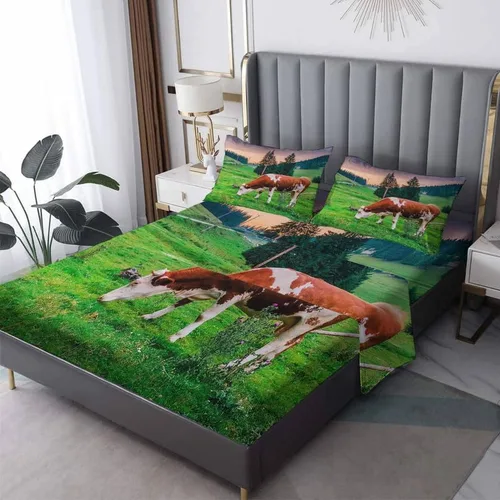 Miniatura 8 de Juego de sábanas de vaca tamaño individual, sábanas de microfibra suave y bolsillo profundo, sábanas y fundas de almohada estampadas sin arrugas, 3