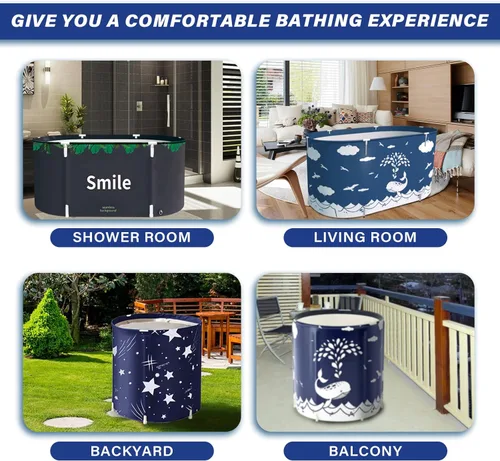 Miniatura 7 de BDL - tina portátil para adultos de 47" de gran tamaño plegable, tina de spa para regadera, tina de baño separada para la familia, engrosada