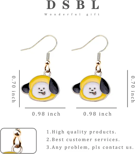 Miniatura 2 de Bangtan - Aretes para niños Chimmy TATA Cooky de dibujos animados regalos para fanáticos y niñas Resina multicolorfantasía