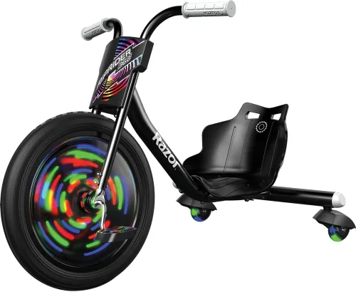 Razor RipRider 360 Lightshow – Triciclo con ruedas traseras y con luces multicolor activadas por movimiento, triciclo de tres ruedas para derivar y