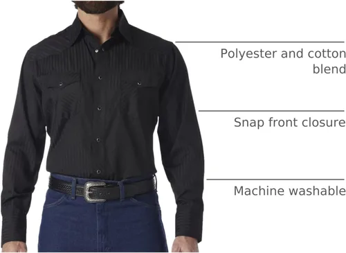 Miniatura 12 de Wrangler Camisas deportivas de manga larga con botones a presión y dos bolsillos para hombre