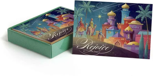 Miniatura 8 de Tarjetas navideñas religiosas de la Virgen y el Niño de Masterpiece / Juego de 16 tarjetas festivas cristianas en caja con acentos de lámina dorada