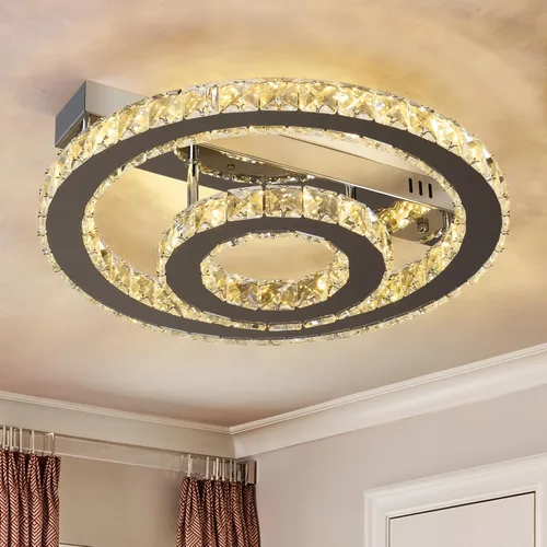 Miniatura 12 de Lámpara de techo LED de cristal, moderna lámpara de techo semiempotrada para sala de estar, comedor, dormitorio, isla de cocina, entrada