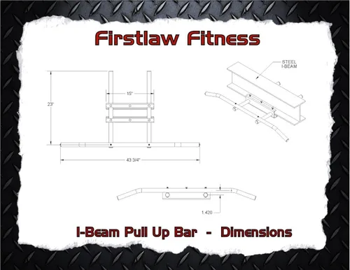 Miniatura 6 de Firstlaw Fitness - Límite de peso de 600 libras - Barra de dominadas I-Beam - Barra larga con extremos doblados - Empuñaduras de goma duraderas