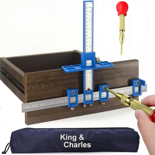 Miniatura 8 de King&Charles Plantilla de Herrajes para Gabinete, Plantilla de Mango de Gabinete de Metal con Punzón Central Automático, Juego Perfecto - Evita