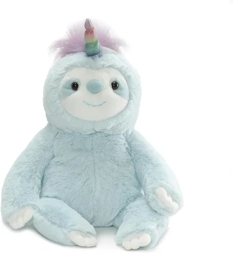 GUND Dazzle Slothicorn - Juguete de peluche de unicornio perezoso para edades de 1 año en adelante, azul/arcoíris, 9 pulgadas