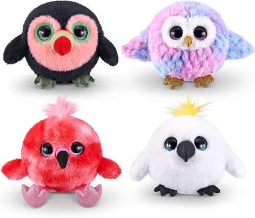 Miniatura 7 de Pets Alive Chirpy Birds (flamenco) de ZURU, mascota electrónica que habla, huevo sorpresa gigante, calcomanías, peine, arcilla esponjosa, peluche