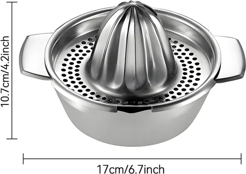 Miniatura 2 de Exprimidor de naranja limón, exprimidor manual de acero inoxidable, exprimidor de cítricos de mano, exprimidor de limón con tazón exprimidor colador
