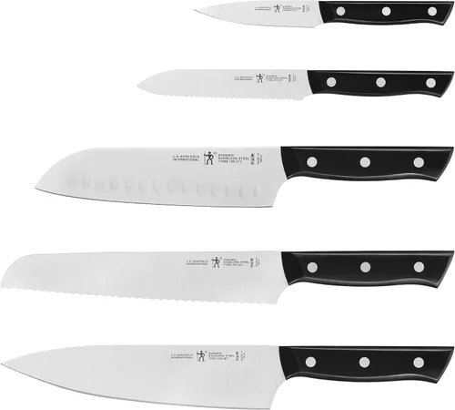 HENCKELS Dynamic Razor-Sharp - Juego de cuchillos de cocina de 5 piezas, diseño alemán informado por más de 100 años de maestría Acero inoxidable