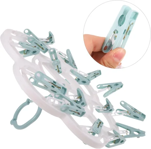 Miniatura 6 de Unomor 3 unids conveniente sujetadores percha portátil guantes estante resistente al viento secado 360° clips giratorios