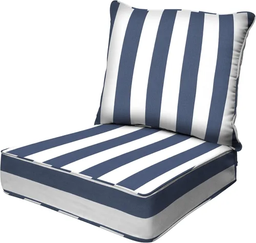 Miniatura 15 de Honeycomb Outdoor Heritage - Asiento profundo, 23 x 25 pulgadas, cojín para silla Cabana Stripe negro y marfil con funda extraíble, para muebles