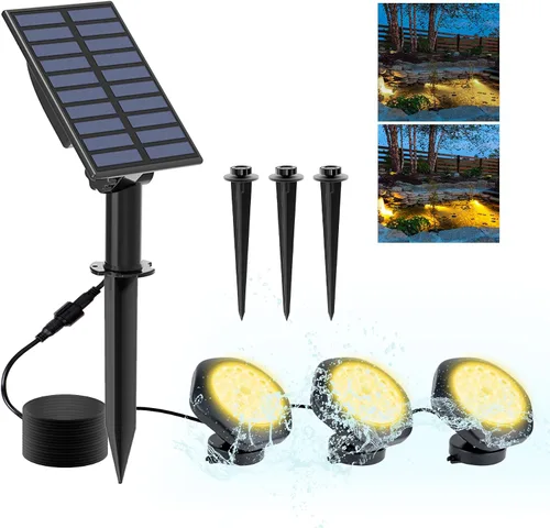 Miniatura 9 de Luces solares para estanque, 18 LED RGB superbrillantes, focos subacuáticos que cambian de color, luz sumergible para estanque, luces de fuente