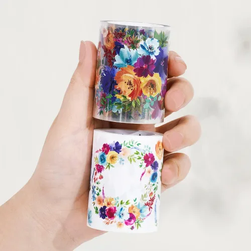 Miniatura 6 de WT Pretty Florals - Cinta ancha de PET, rollo individual, diseños originales, cinta decorativa floral, cinta transparente para manualidades para WT