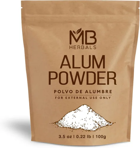 MB Herbals Polvo de alumbre de 100 gramos (3.5 oz) | Desodorante | Después del afeitado | Tela de cuero y papel mortal | Uso externo solo